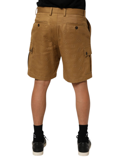 Dolce & Gabbana Brown Cotton Stretch Logo CargoBermuda Shorts