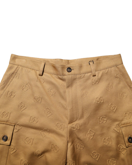 Dolce & Gabbana Brown Cotton Stretch Logo CargoBermuda Shorts
