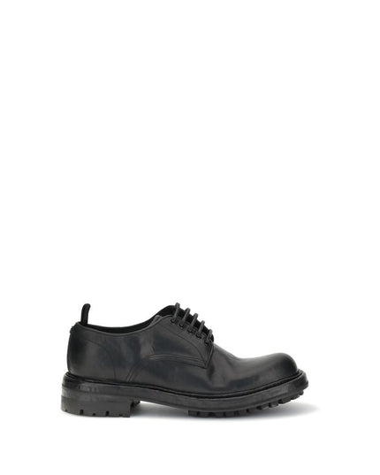Dolce & Gabbana Black Calf Leather Bos Taurus Oxfords And Derbies