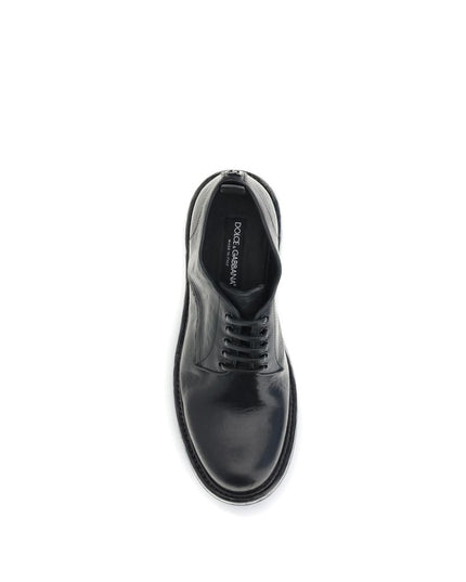 Dolce & Gabbana Black Calf Leather Bos Taurus Oxfords And Derbies