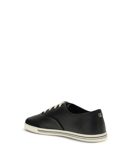 Dolce & Gabbana Black Calf Leather Bos Taurus Low Top Sneakers