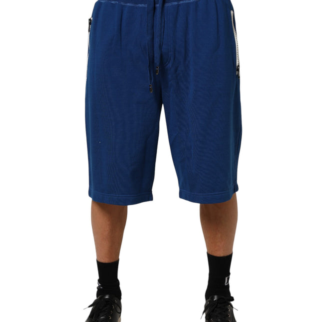 Dolce & Gabbana Blue Cotton Blend Bermuda Sweatpants Shorts