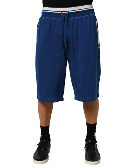 Dolce & Gabbana Blue Cotton Blend Bermuda Sweatpants Shorts