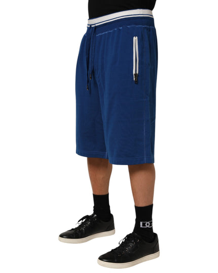 Dolce & Gabbana Blue Cotton Blend Bermuda Sweatpants Shorts
