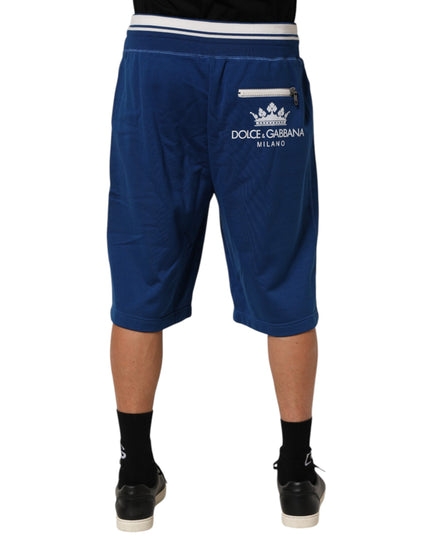 Dolce & Gabbana Blue Cotton Blend Bermuda Sweatpants Shorts