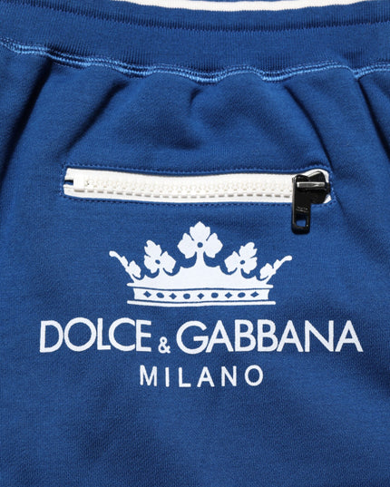 Dolce & Gabbana Blue Cotton Blend Bermuda Sweatpants Shorts