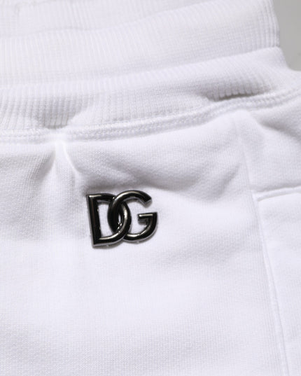 Dolce & Gabbana White Cotton Ripped Bermuda Sweatpants Shorts
