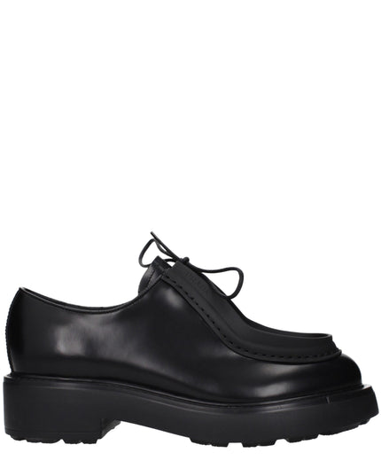 Prada Black Leather Oxfords And Derbies