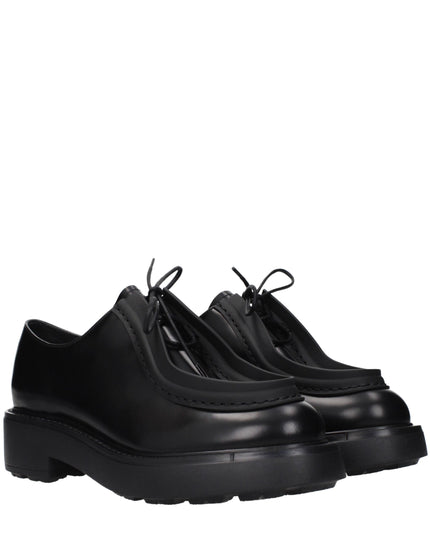 Prada Black Leather Oxfords And Derbies