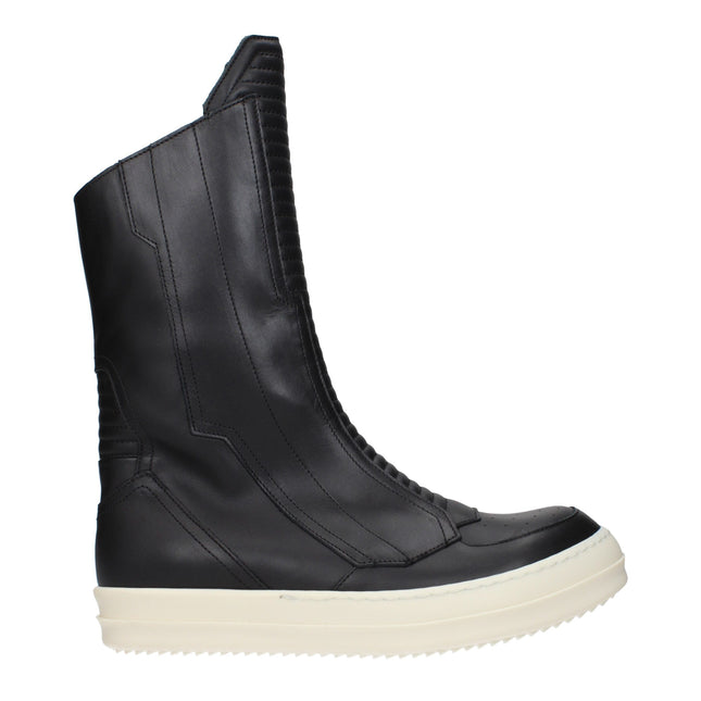 Rick Owens Black Leather Ankle Boots