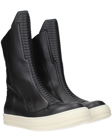 Rick Owens Black Leather Ankle Boots