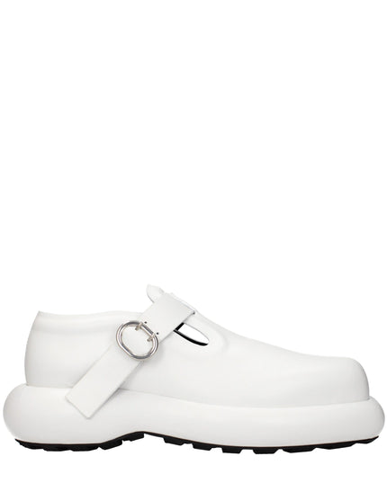 Jil Sander White Leather Slip-On Loafers