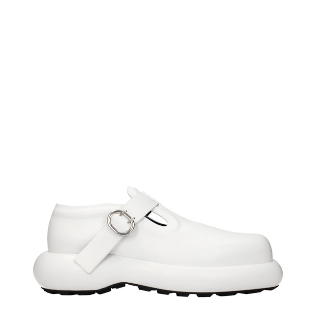 Jil Sander White Leather Slip-On Loafers