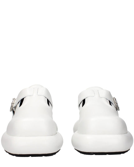 Jil Sander White Leather Slip-On Loafers