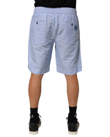 Dolce & Gabbana Light Blue Linen Mid Waist Men Bermuda Shorts