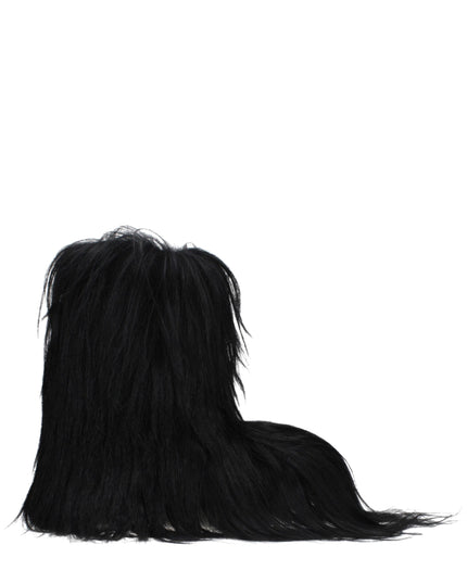 Rick Owens Black Fur Ankle Boots