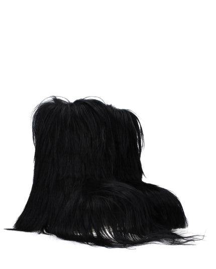 Rick Owens Black Fur Ankle Boots
