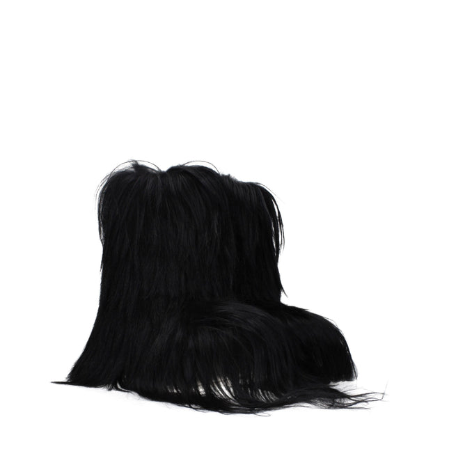 Rick Owens Black Fur Ankle Boots