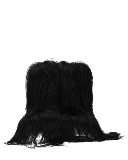 Rick Owens Black Fur Ankle Boots