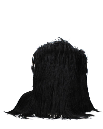 Rick Owens Black Fur Ankle Boots