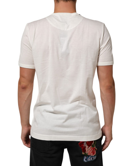 Dolce & Gabbana White Cotton Goodluck 2020 Crew Neck T-shirt
