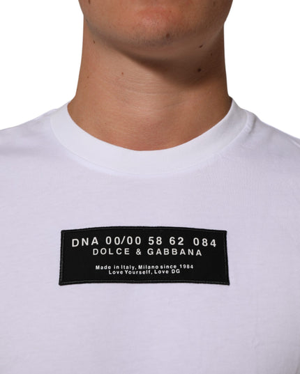 Dolce & Gabbana White Cotton Logo Print Crew Neck Men T-shirt