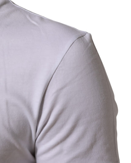 Dolce & Gabbana White Cotton Logo Print Crew Neck Men T-shirt