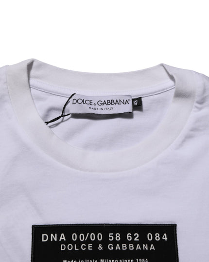Dolce & Gabbana White Cotton Logo Print Crew Neck Men T-shirt