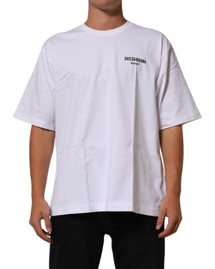 Dolce & Gabbana White Cotton Logo Print Crew Neck T-shirt