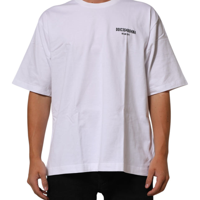 Dolce & Gabbana White Cotton Logo Print Crew Neck T-shirt