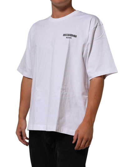 Dolce & Gabbana White Cotton Logo Print Crew Neck T-shirt