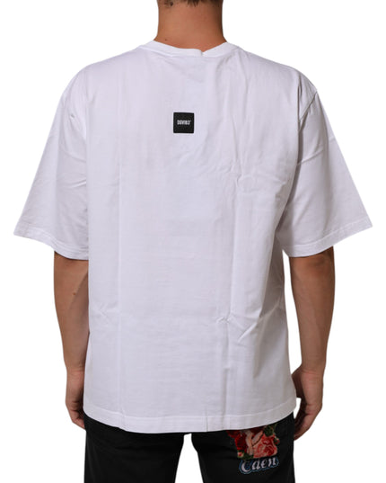 Dolce & Gabbana White Cotton Logo Print Crew Neck T-shirt