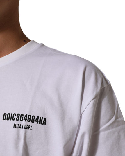 Dolce & Gabbana White Cotton Logo Print Crew Neck T-shirt