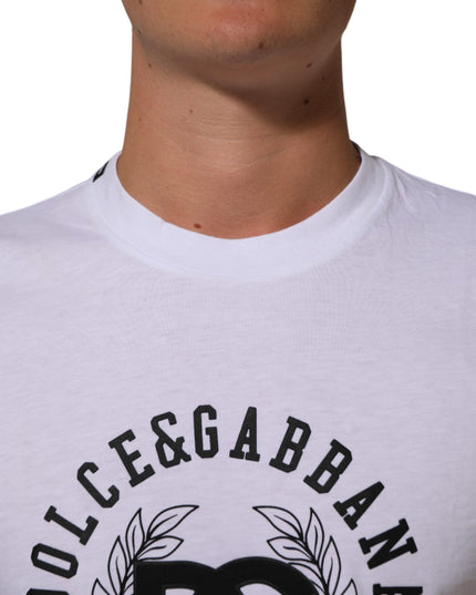 Dolce & Gabbana White Cotton Logo Print Crew Neck T-shirt