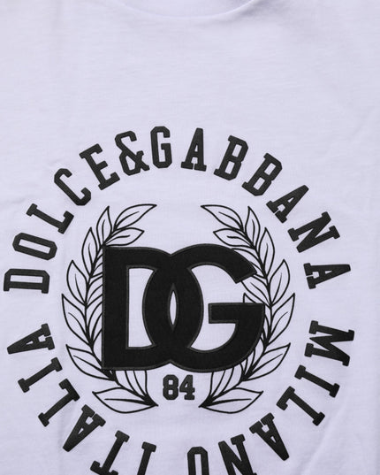 Dolce & Gabbana White Cotton Logo Print Crew Neck T-shirt
