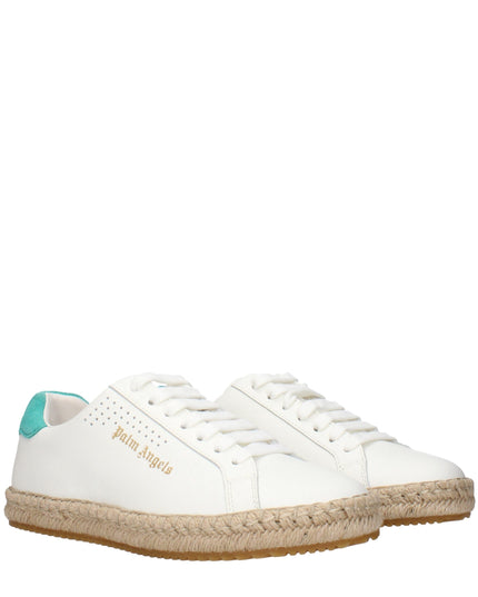 Palm Angels White Leather Low Top Sneakers