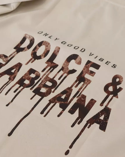 Dolce & Gabbana Ivory Cotton Ivory Printed Crewneck