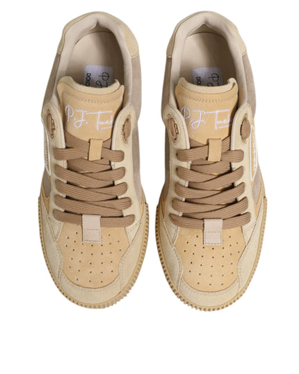 Dolce & Gabbana Beige Leather Miami Low Top Sneakers Men Shoes