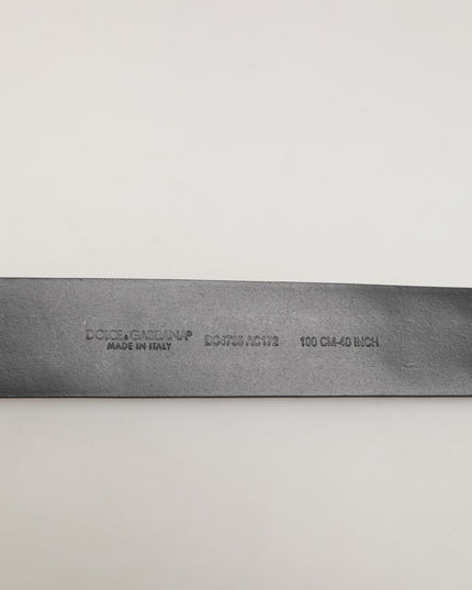 Dolce & Gabbana Black Calf Leather Studded Silver Buckle Belt