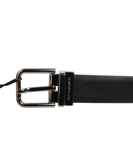 Dolce & Gabbana Black Leather Studded Silver-Tone Buckle Belt
