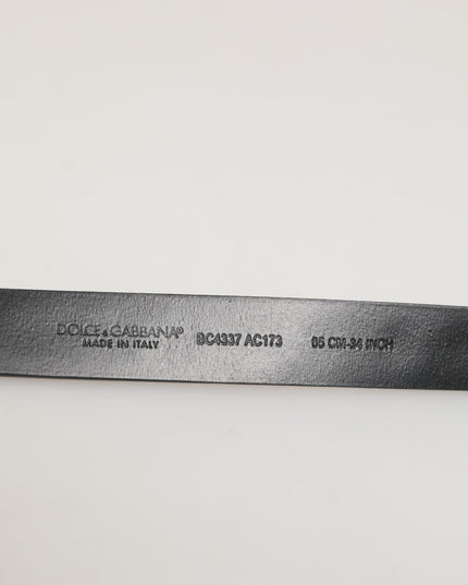 Dolce & Gabbana Black Leather Studded Silver-Tone Buckle Belt