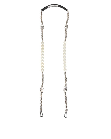 Dolce & Gabbana Black Leather Pearl Chain Bag Accessory Shoulder Strap
