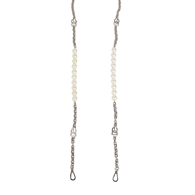 Dolce & Gabbana Black Leather Pearl Chain Bag Accessory Shoulder Strap
