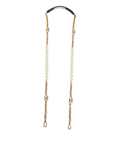 Dolce & Gabbana Black Leather Gold Chain Bag Accessory Shoulder Strap