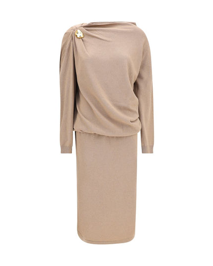 Fabiana Filippi Beige Fleece Wool Casual Dress