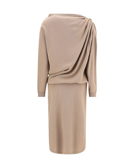 Fabiana Filippi Beige Fleece Wool Casual Dress