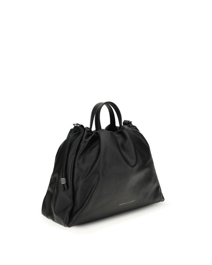 Brunello Cucinelli Black Calf Leather Bos Taurus Shoulder Bag