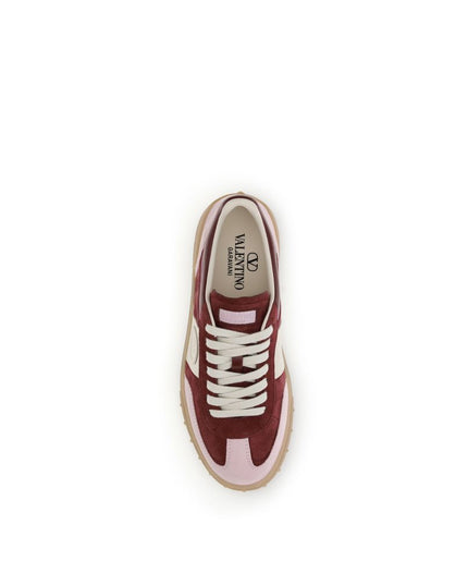 Valentino Garavani Red Calf Leather Bos Taurus Low Top Sneakers