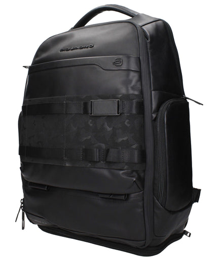 Piquadro Black Leather Backpack