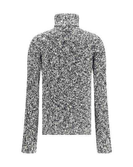 Dolce & Gabbana White Fleece Wool Turtleneck